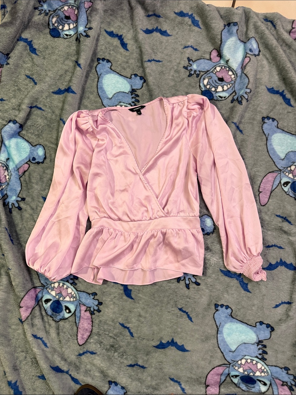 Express Light Pink Wrap Peplum Blouse